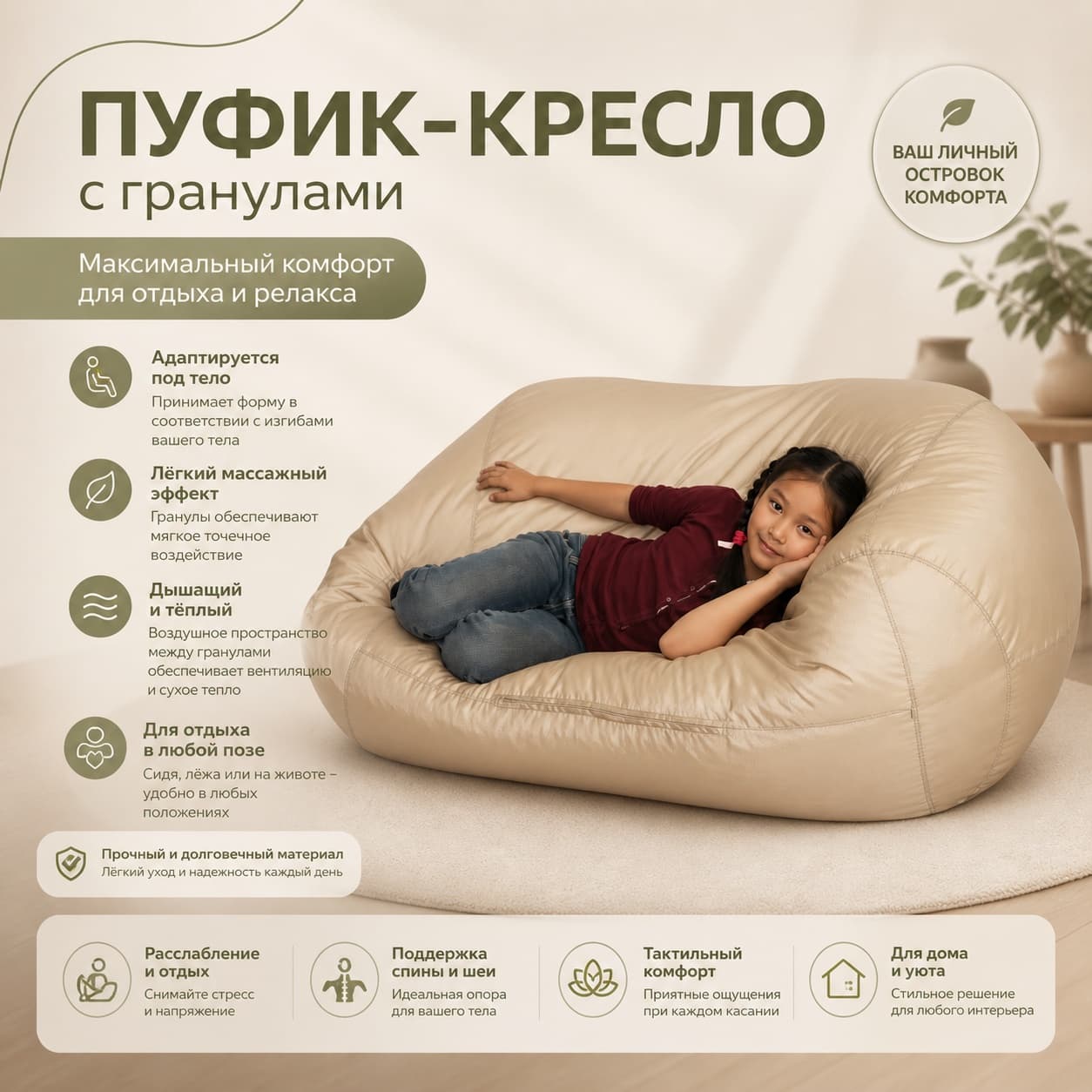 Пуфик-кресло с гранулами - Изображение 3 из 4