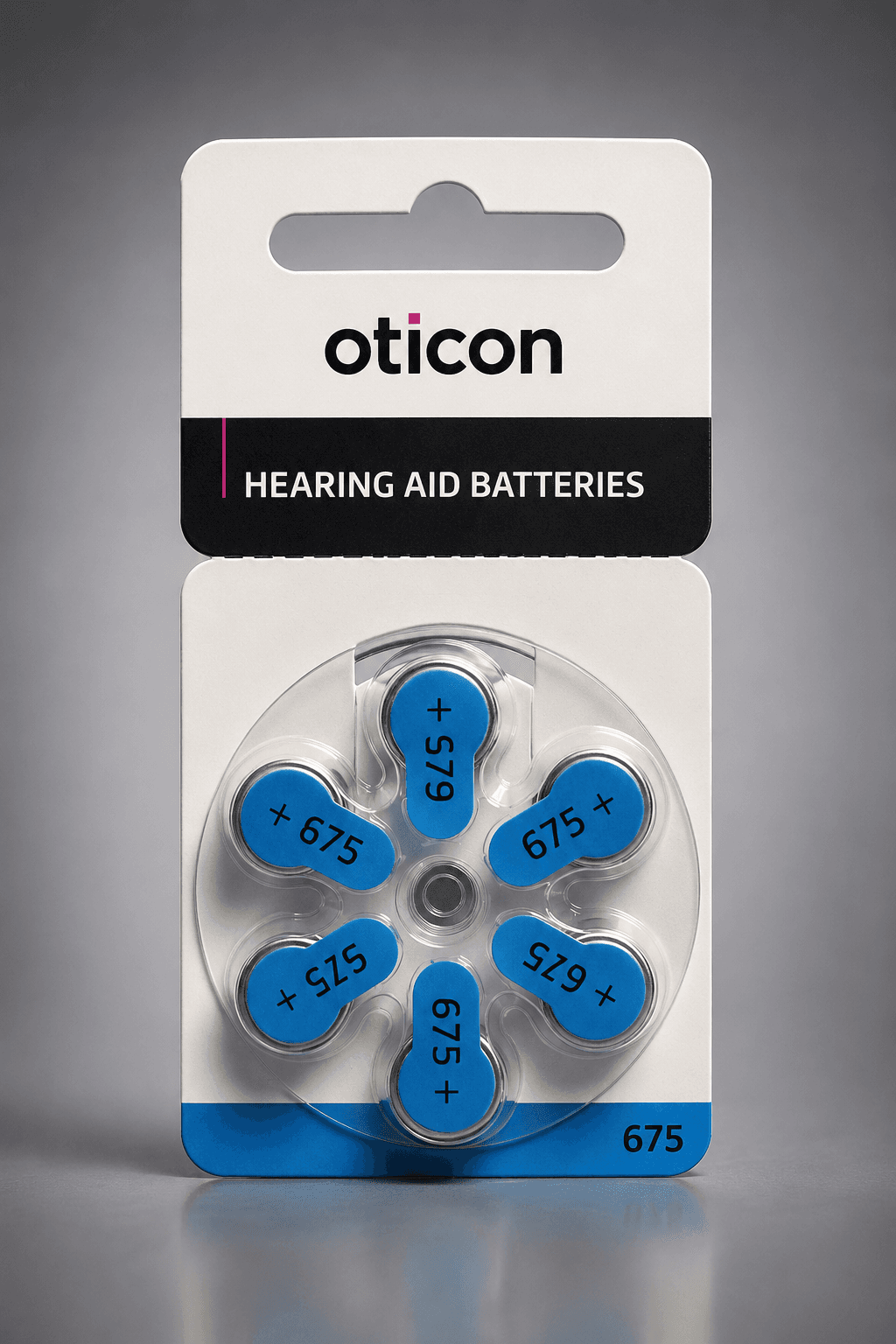 Батарейки для слуховых аппаратов Oticon (Германия). Размер №675, в блистере 6 штук. - Изображение 1 из 2