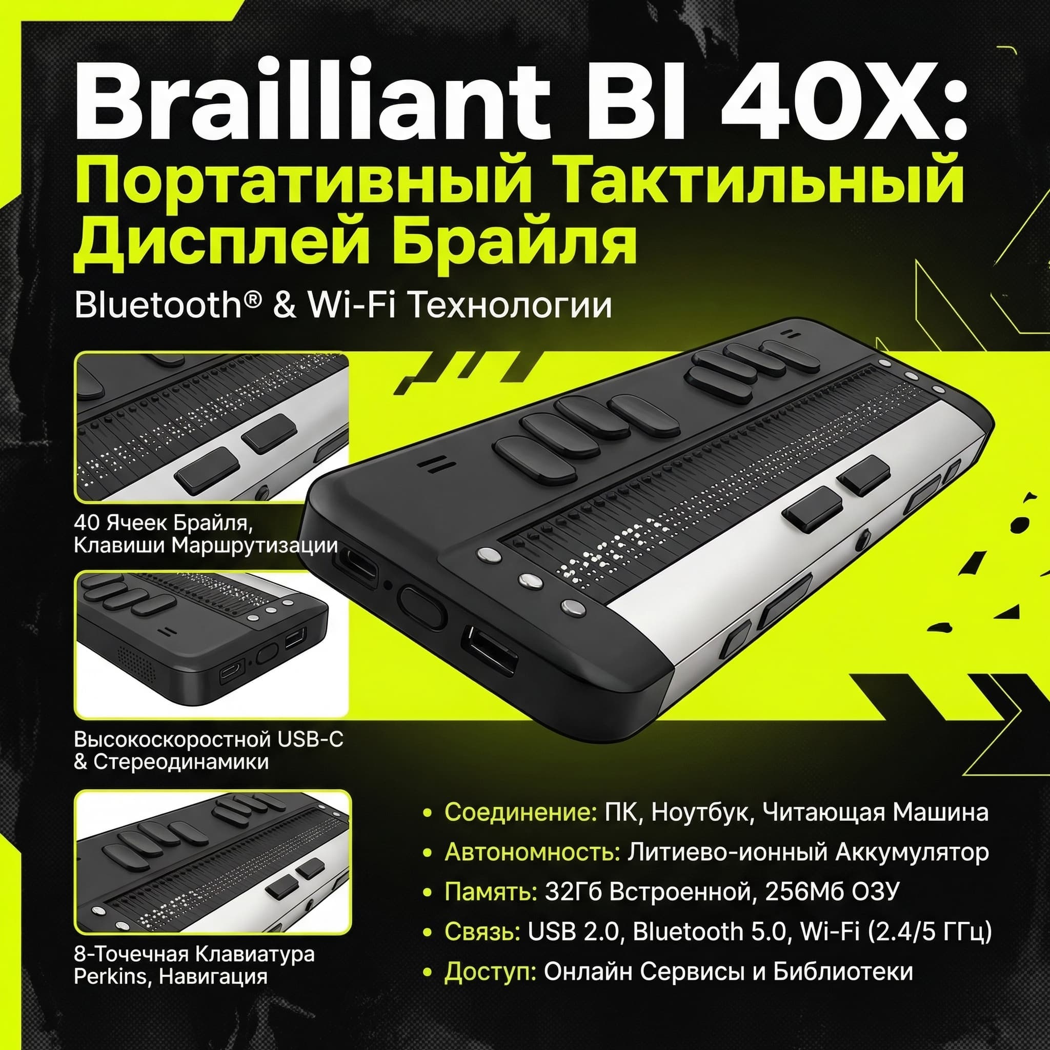 Brailliant BI 40X тактильный дисплей Брайля - Изображение 6 из 7
